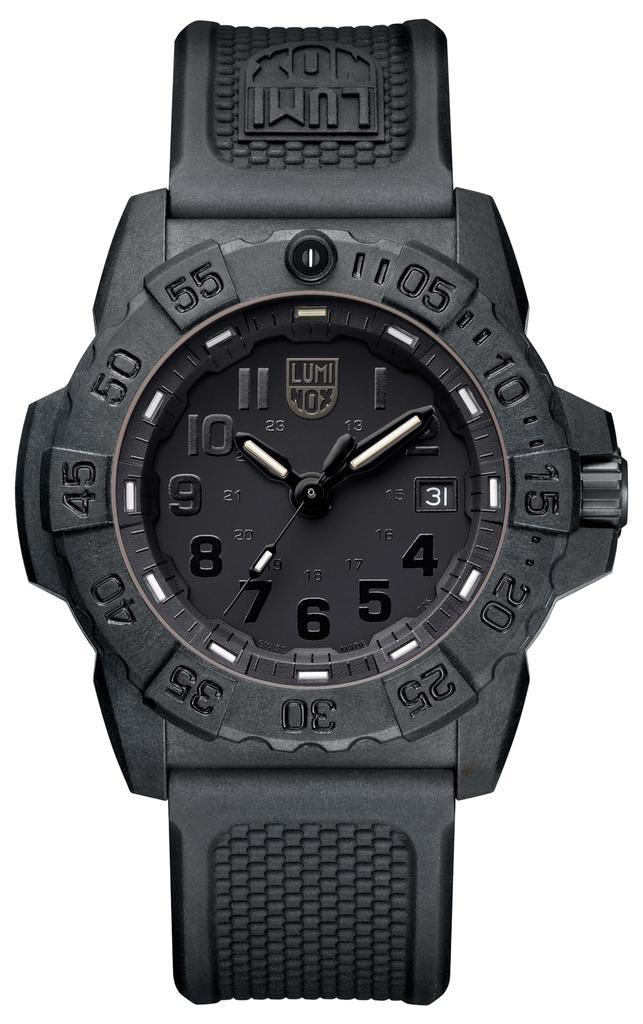 Luminox Navy Seal Watch XS.3501.BO.F Men's Black Steel Case Silicone Strap 45mm 200m Swiss Quartz