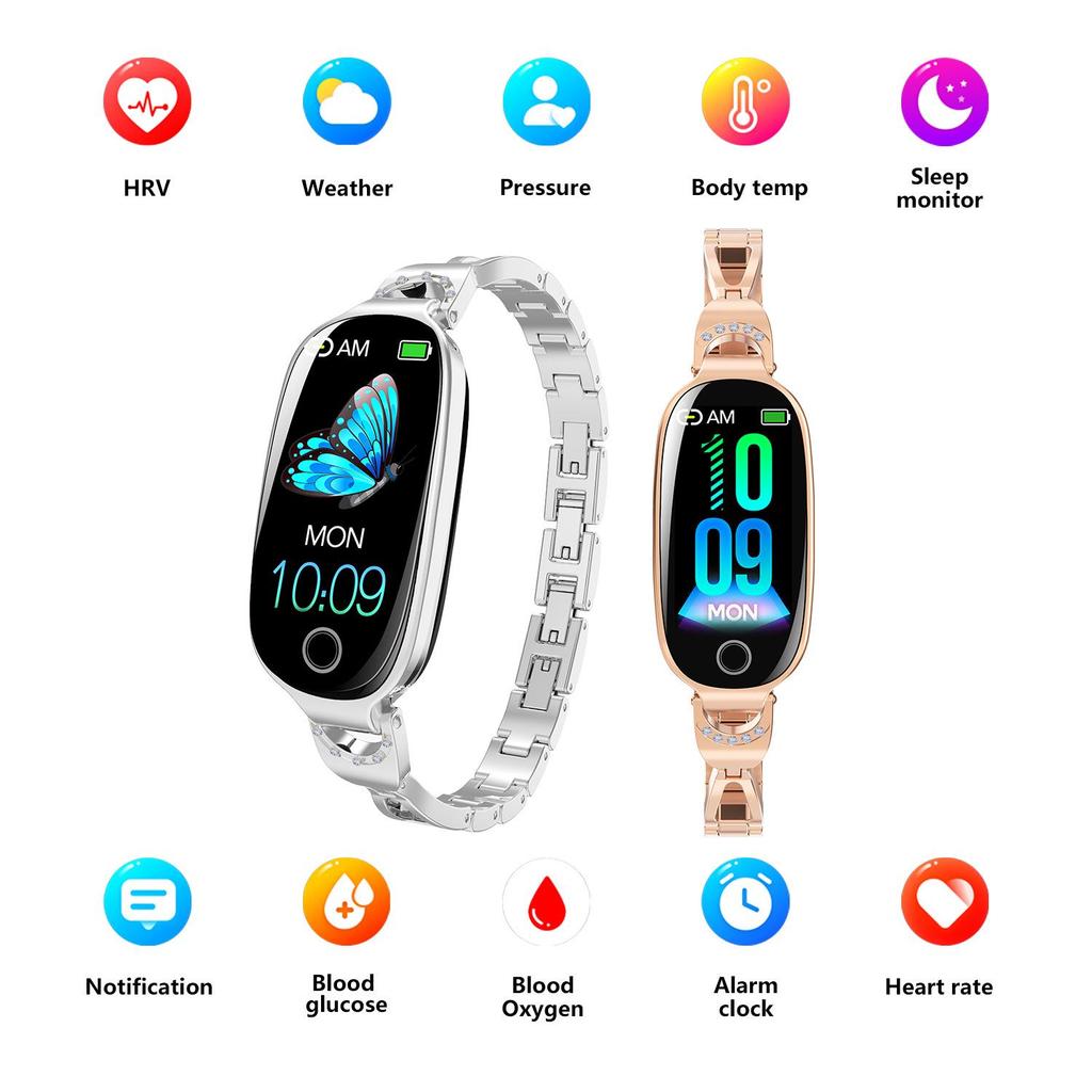 F81 Women's Smart Bracelet: Versatile Watch with Blood Oxygen, Heart Rate Monitor, Pedometer, and Menstrual Tracking.