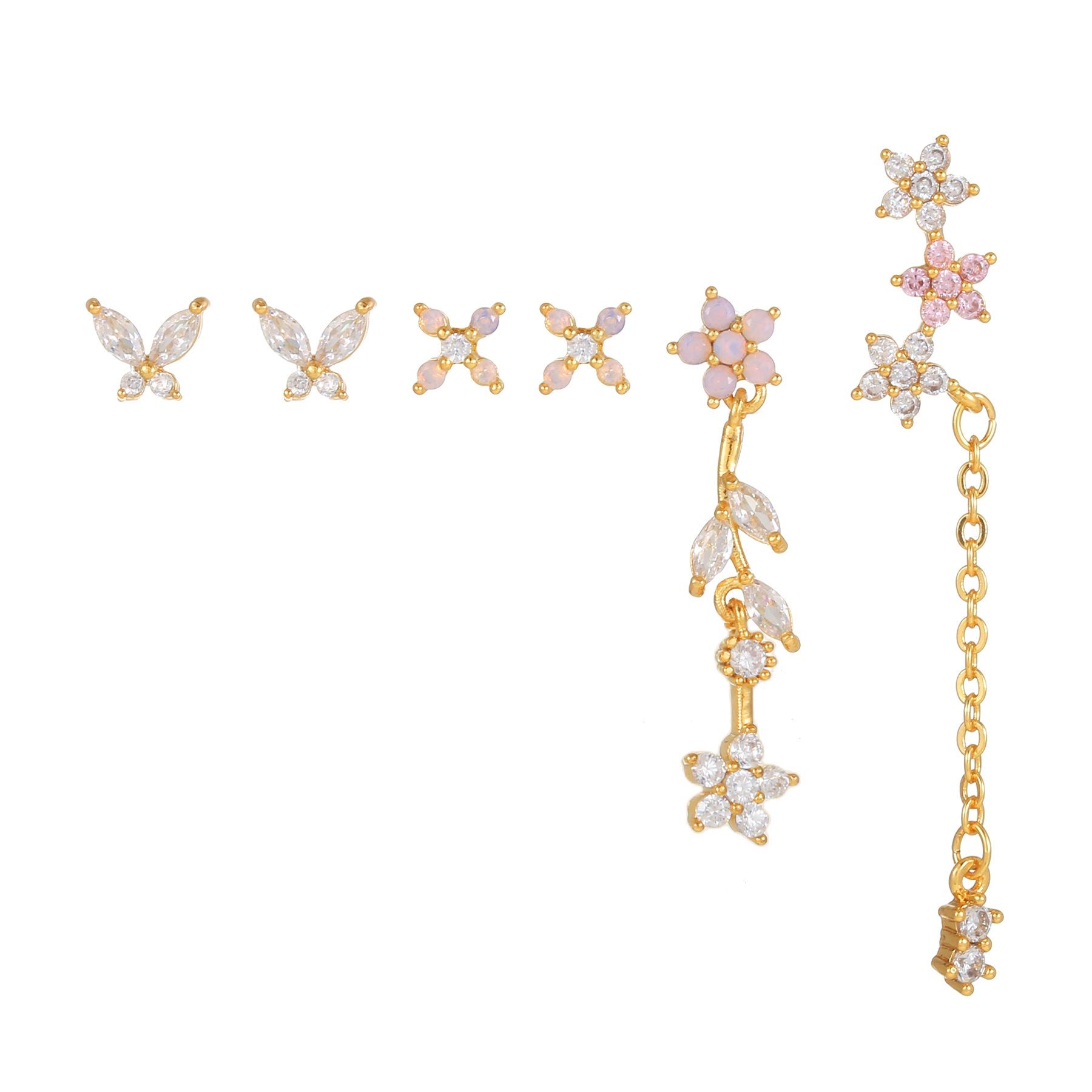 

Красочные серьги с цирконами в виде цветов и бабочек: Серебро 925 пробы, Нишевый дизайн для женщин