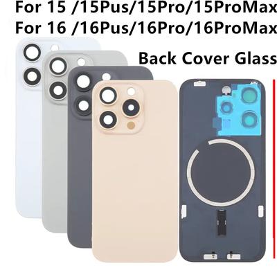 1 Stück Hinteres Glas + Magnetspule für iPhone 16 15 Pro Max 16 PLUS Ersatz-Rückglas Vorinstalliert mit Platte Rückglas