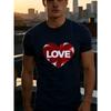 European sizes Men'S T-Shirt with Heart Design And 'LOVE' Slogan, a Short-Sleeved Adult Tee Featuring Love Prints