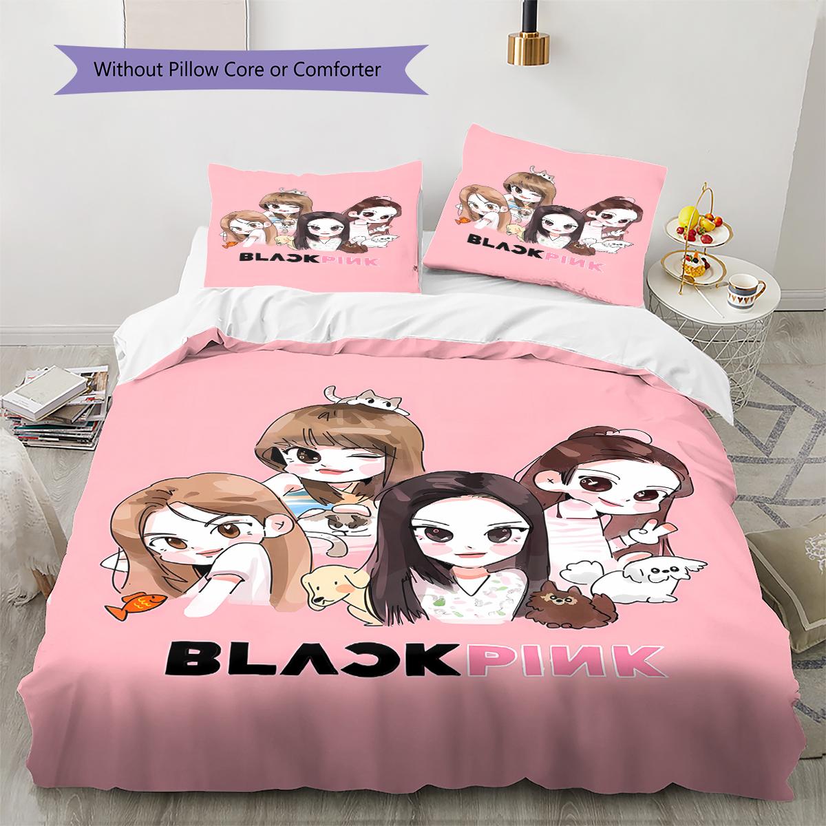 

Постільна білизна з візерунком Blackpink, Комплект з ковдри, Наволочка, Домашній подарунок на день народження (1 * підковдра + 2 * наволочка, без наповнювача) 240x220cm