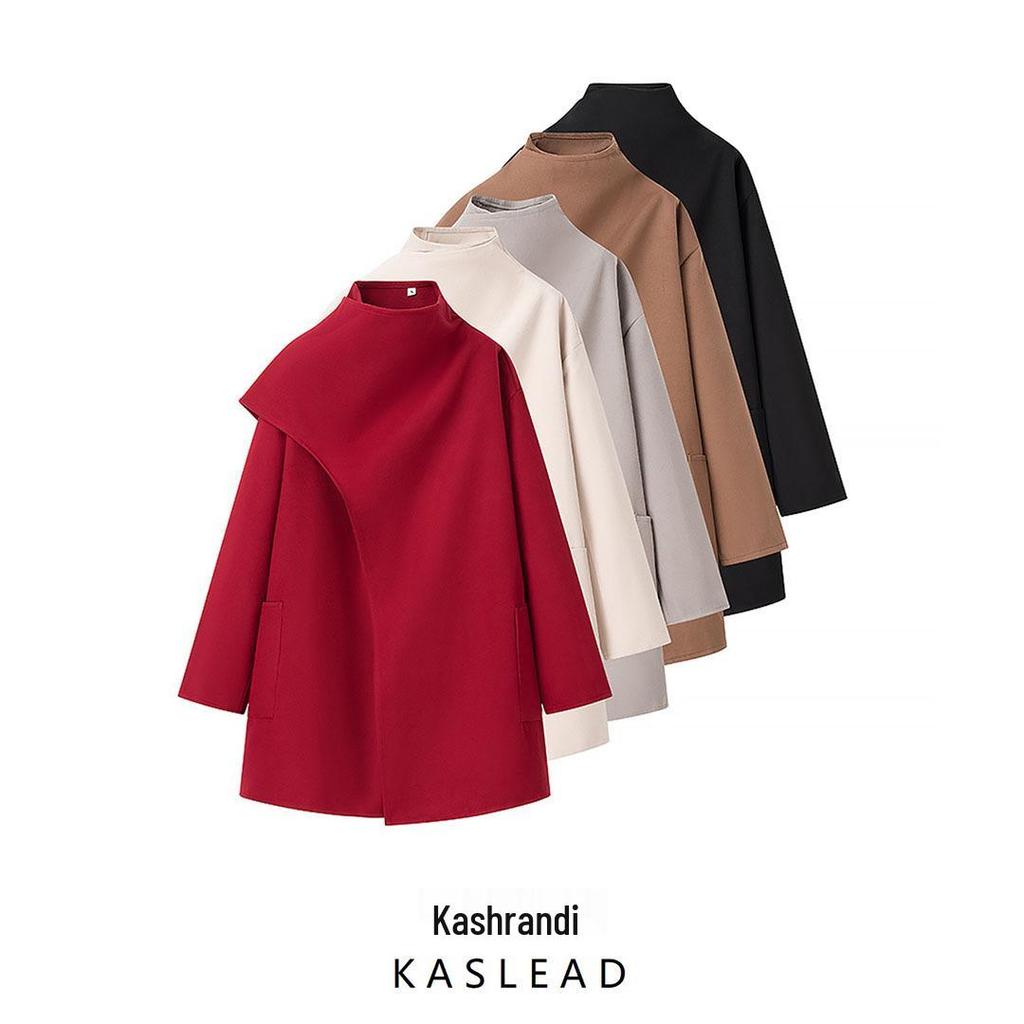 2024 Winter Women's European & American Style Cape Coat with Stand-up Collar