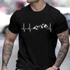 Men's T-shirt Novelty Mountain Heartbeat Pulse Line Tees Climbing Hiking Graphic Y2k Tops Casual Short Sleeve Clothing
