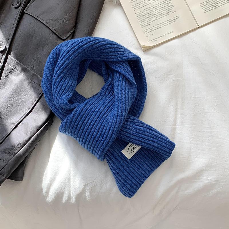 Solid color scarf women's winter versatile knitted warm and cold-proof couple student scarf tide