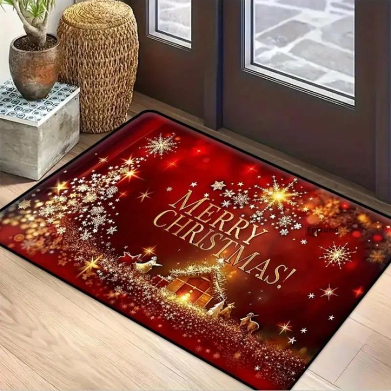 Christmas Themed Door Mat Gingerbread/Santa/gnome Print Floor Mats,Non-Slip Welcome Rugs for Home Entryway & Holiday Decor