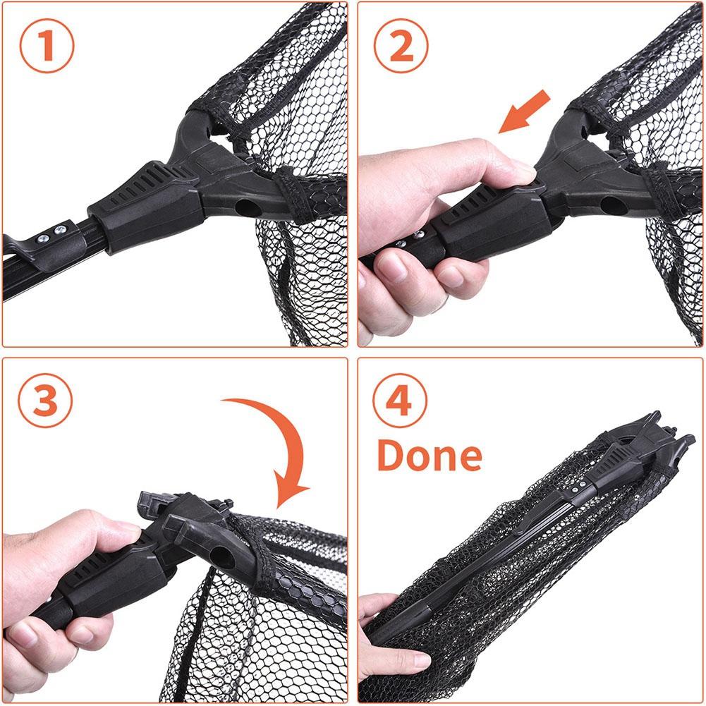 Portable Aluminum Alloy Telescopic Foldng Fishing Landing Net Pole Rubber Handle (40cm)