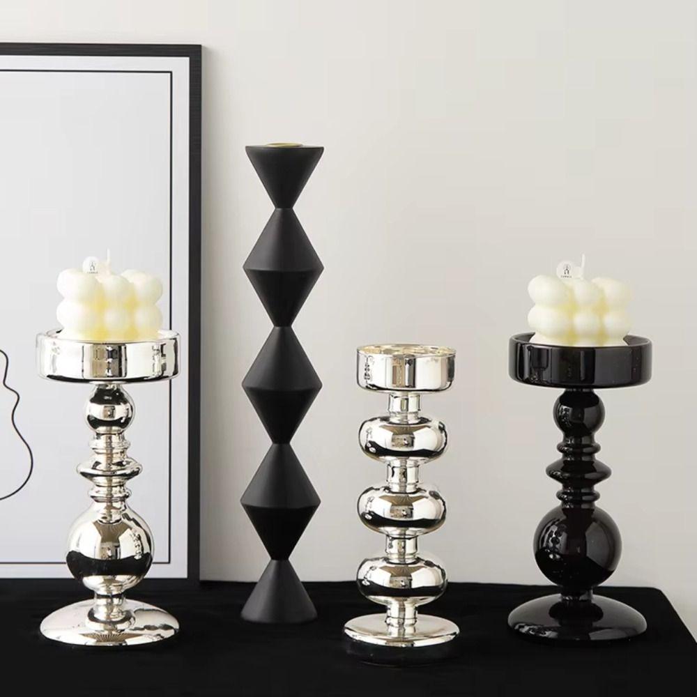 Elegant Glass Candle Holders European Style Tea Light Rack Wedding Candlelight Dinner