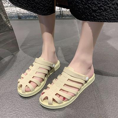 Mode d'été Nouvelles Sexy Creux Semelle Plate Populaire Confortable Pantoufles Sandales Bout Rond Chaussures pour Femmes