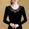 T-shirt da Donna con Fondo in Pizzo Nero a Maniche Lunghe Top Oversize