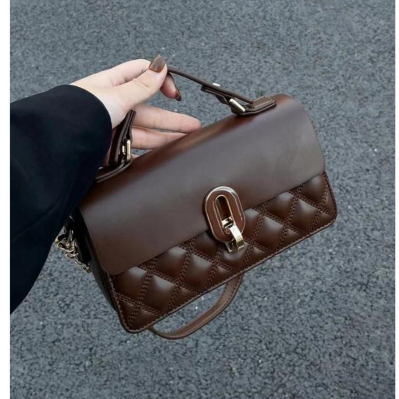 Vintage Coffee Handbag Women High Street Leather Handle Chic Messenger Bag Ladies Retro Casual Crossbody Bags Aesthetic