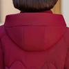 Plus Size XL-5XL Middle Age Woman Coats Winter Short Parkas Hooded Embroidery Casual Thick Warm Outerwears Women's Jackets