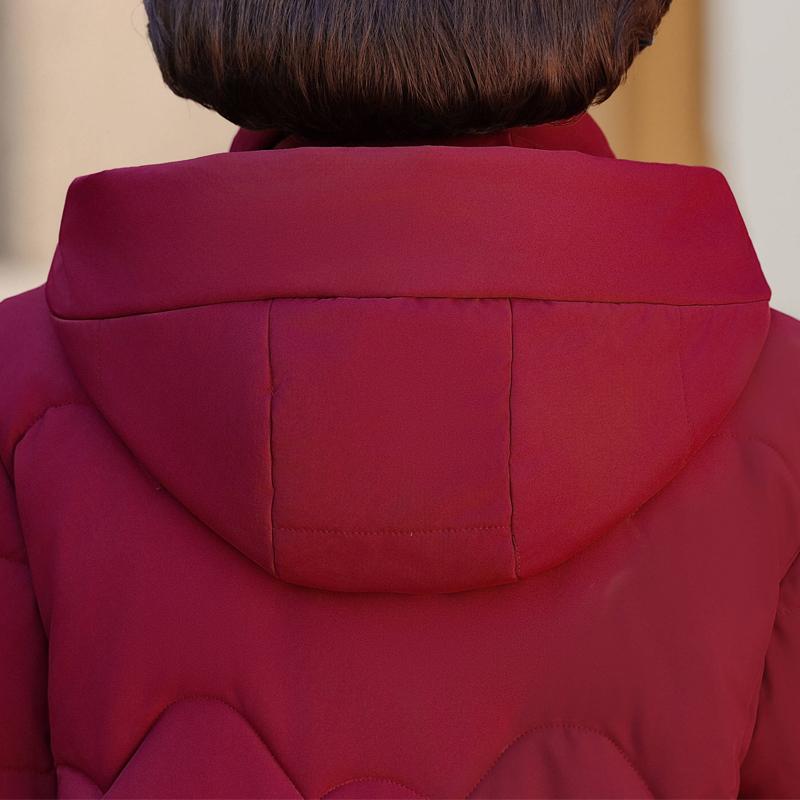 Plus Size XL-5XL Middle Age Woman Coats Winter Short Parkas Hooded Embroidery Casual Thick Warm Outerwears Women's Jackets