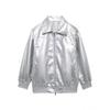 Womens Vintage Stand Collar Loose Streetwear Faux Leather Jacket Winter