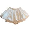 Petite A-line White Fluffy High Waist Mini Skirt Shorts for Women - Summer Anti-Exposure Design