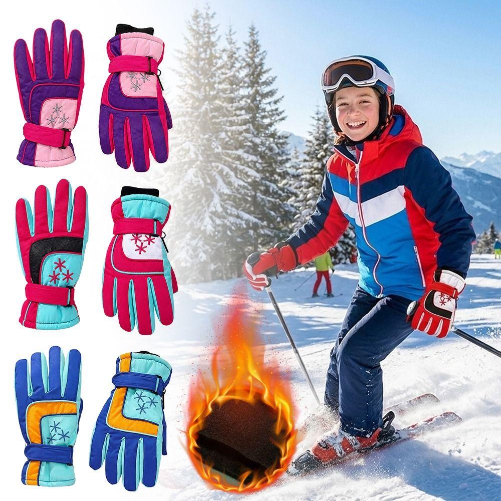 Warm Snow Gloves Waterproof Kids Winter Mittens Cute Children Ski Gloves  Mountaineering