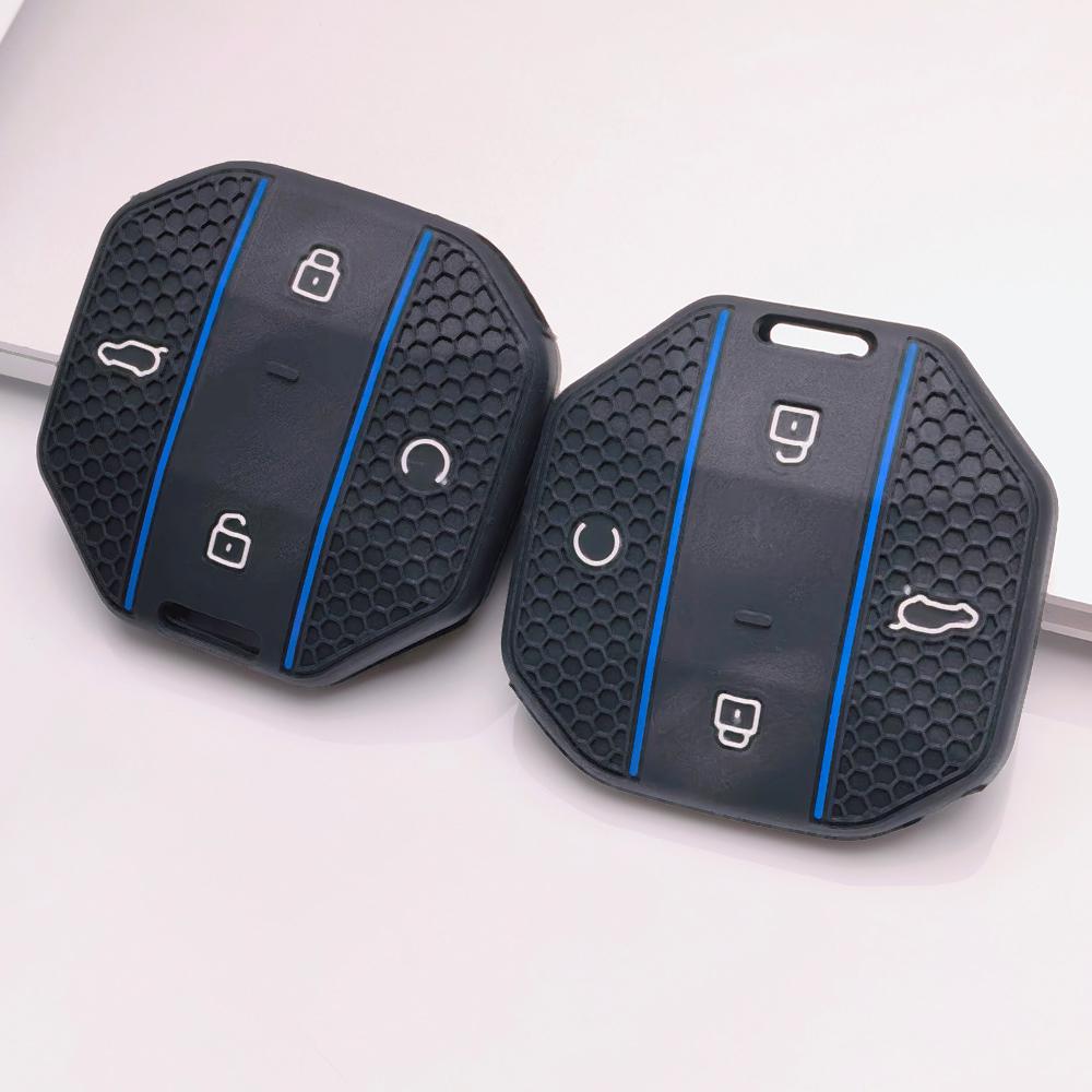 Silicone Smart Key Fob Cover for Chery JETOUR Freedom Traveler Tiggo 7 Pro Arrizo 8 OMODA 5 Honeycomb Texture Racing Stripe Smart Remote Key Protector