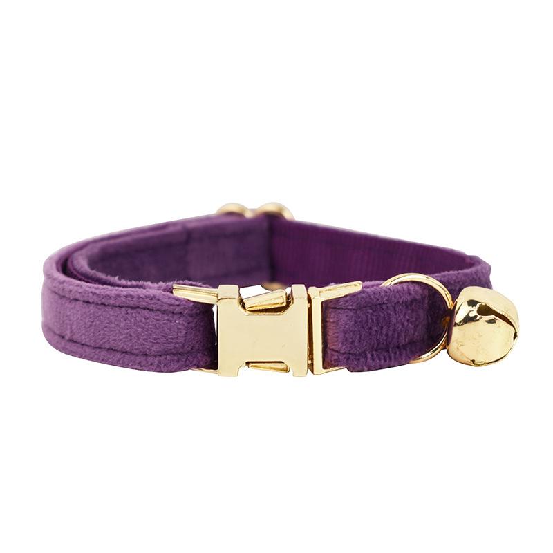New purple velvet pet collar cat collar cute bell cat collar scarf
