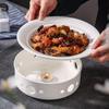 Commercial Ceramic Hot Dish Serving Plate with Warmer