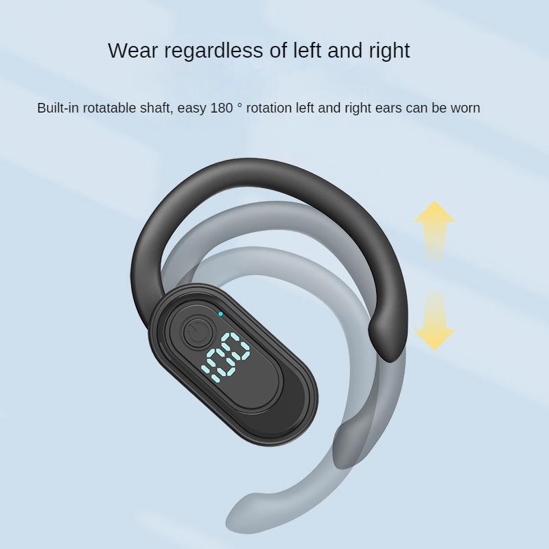 Bluetooth 5.4 Wireless Earphone 180° Rotation Adjustable Left Right Ear Universal Headset LED Display For Sport Business Music