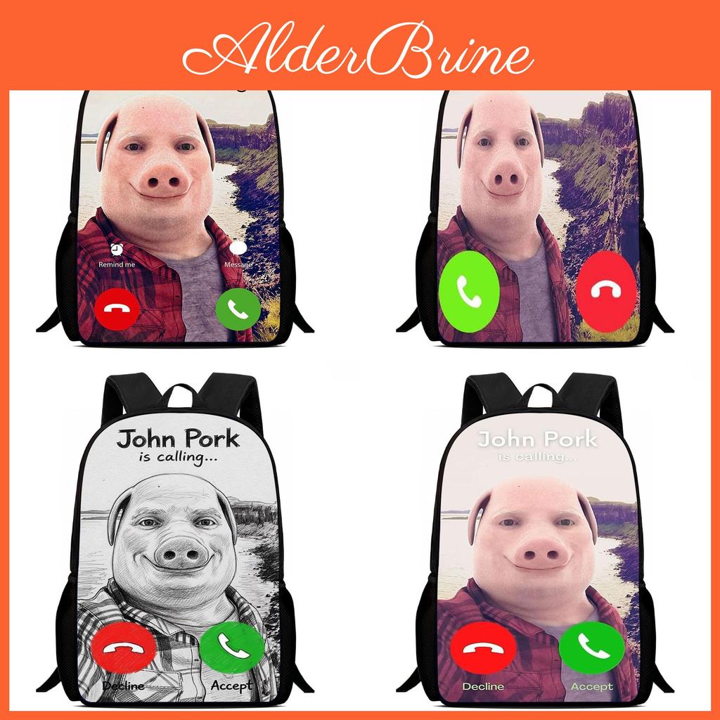 Zaino Johnpork Pig God 20l in Tessuto Oxford Stampato per Scuola e Campus