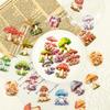 Mushroom Themed PET Stickers - 50 Waterproof, Retro Plant Designs for Creative Journals