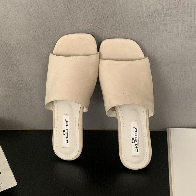 

Fashion New In Summer Beach Women Flats Slippers Shoes Casual Female Slides Fashion Square Toe Ladies Flats Slippers Sandals Shoes 35 бежевый