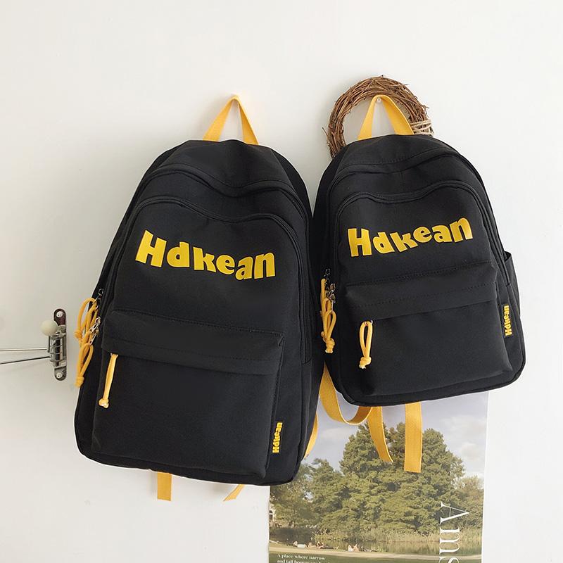 Solid Color Letter Backpack Women's Lightweight Large Capacity Backpack Student Schoolbag