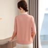 Light mother spring and autumn new collar long-sleeved color matching loose fashion casual bottoming shirt women's knitted sweater top