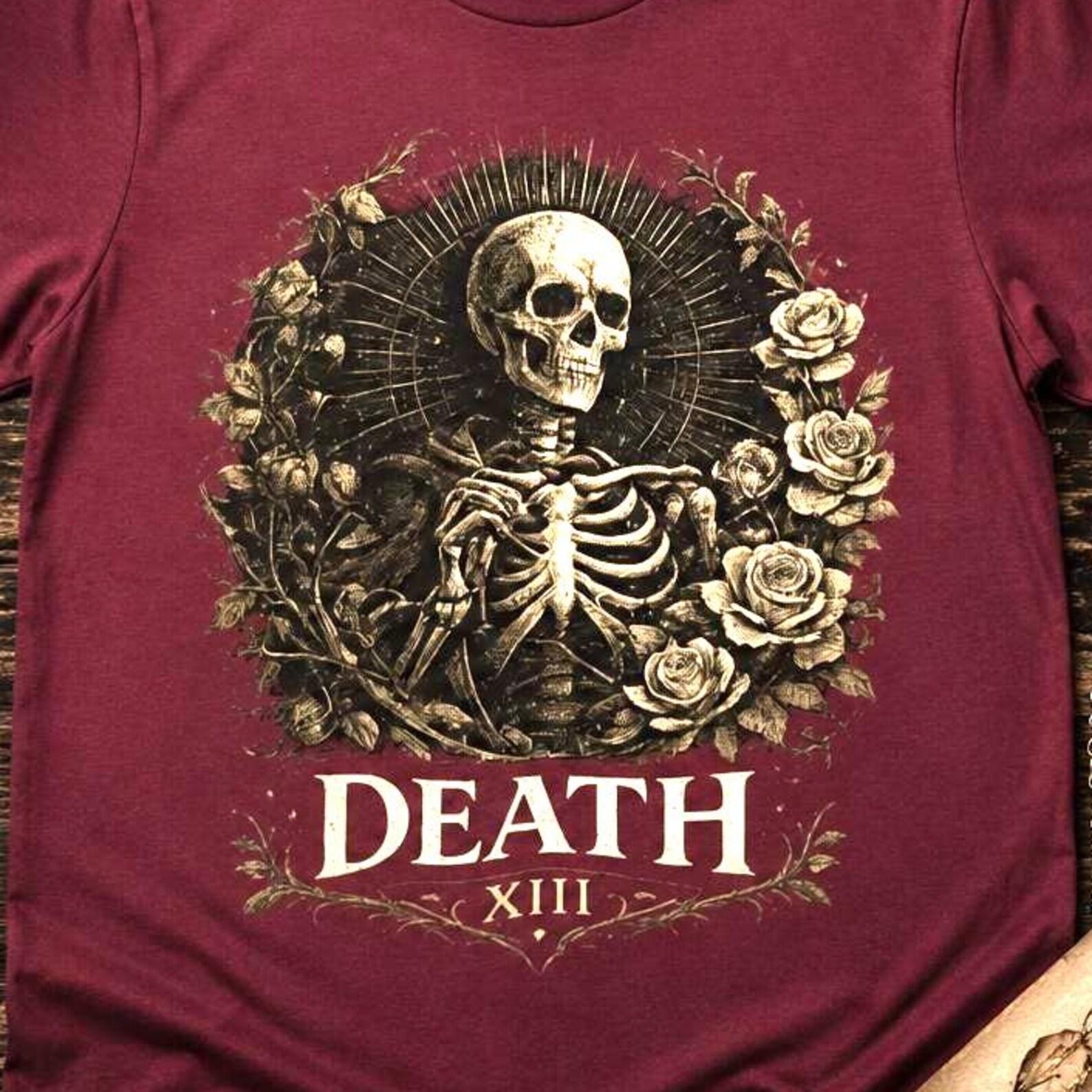 Death Tarot Card Shirt, Major Arcana Tee, Dark Academia T-Shirt, Gothic Skeleton Shirt, Vintage Occult Graphic Tee S