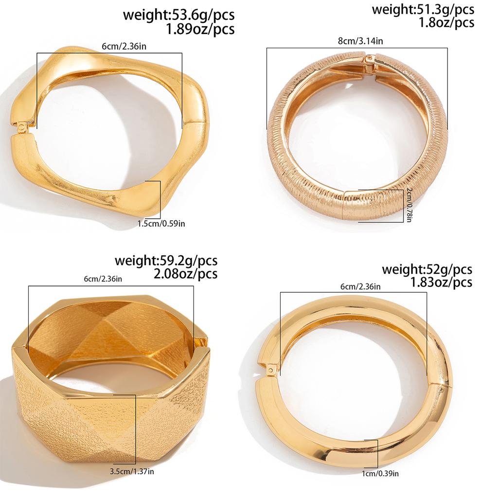Ingemark 4 Styles Exaggerated Punk Heavy Metal Wide Cuff Bangles Women Hip Hop Geometric Spring Bracelet Steampunk Jewelry Men