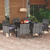 Vidaxl 7-Cz. Gartenmöbel-Set mit Kissen, Polyrattan, Grau