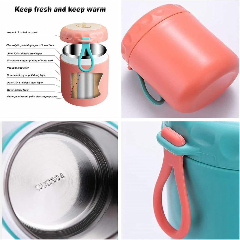 1pc Thermal Insulation Soup Porridge Jar Breakfast Cup with Spoon Parfait Cups Vacuum Insulated Water Bottle Soup Cup