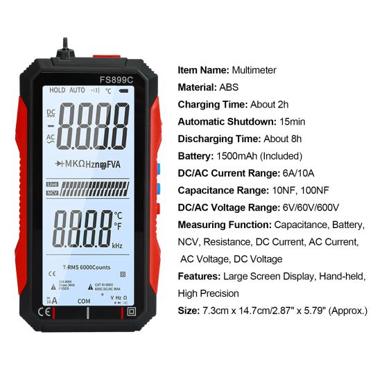 CZD-FS899C Multimeter Vollbild Digital Hohe Präzision Überlastschutz Handheld-Multimeter für die Industrie