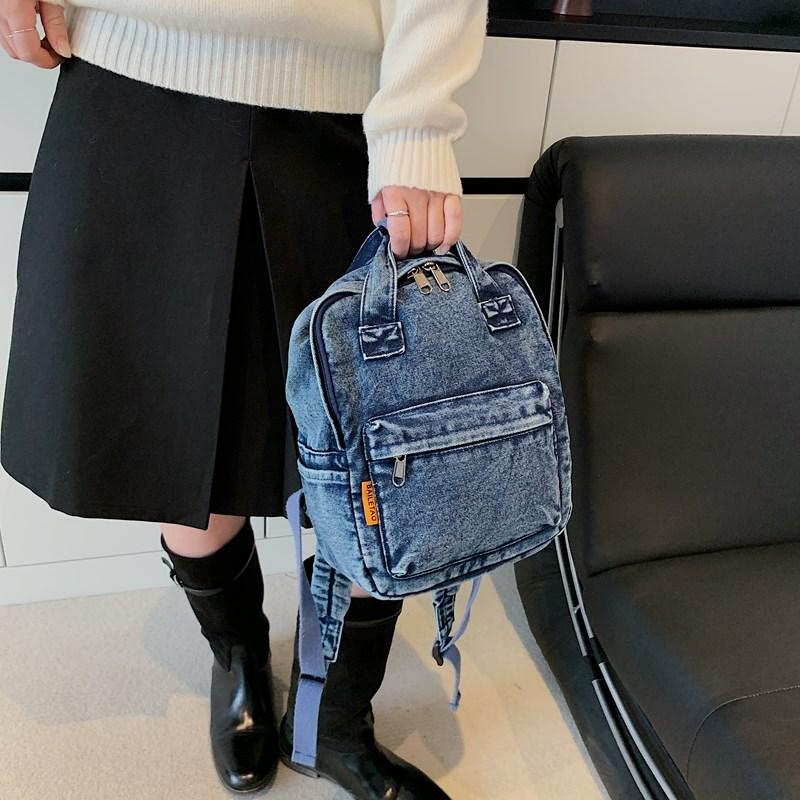 Retro Denim Backpack Student Schoolbag