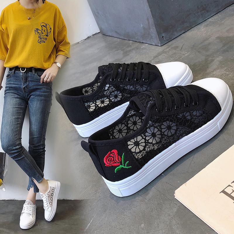 Sneakers Donna Moda Traspirante Estate Platform Casual Scarpe Pizzo Tempo  Libero Piatto Bianco Tela Donna Vulcanize Scarpe acquista in modo economico  — spedizione gratuita, recensioni reali con foto — Joom