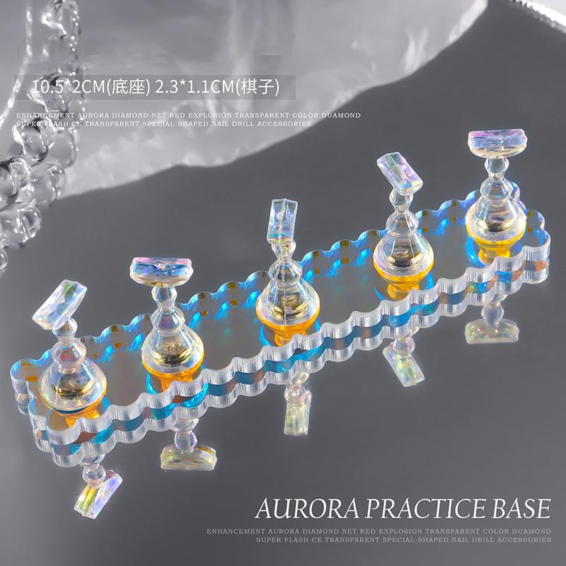 Magnetic Nail Holder False Nail Tip Practice Stand Aurora Base Holder Nail Art Display For Art Salon DIY & Practice 5pcs/Set