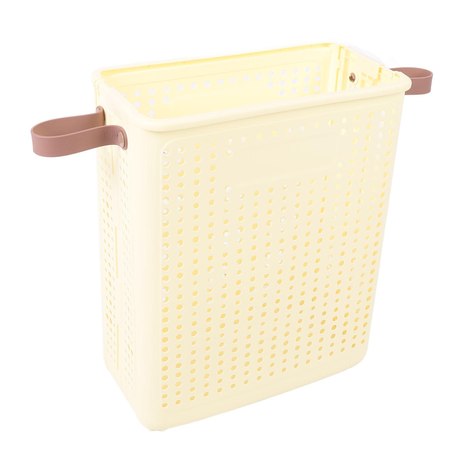 

Тонкая корзина для белья Складная Компактная Прочная ПП-пластик Узкая корзина для одежды для угла ванной комнаты Кремово-белый No wheels