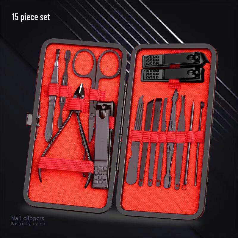 SaiJiaRui Black & Red 15-Piece Manicure Set (5-Pack)