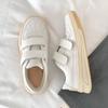 Leder Smiley kleine weiße Schuhe für Damen neue vielseitige Klettverschluss dicksohlige erhöhende lässige Sport-Board-Schuhe für Damen