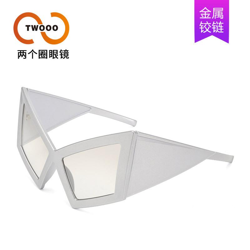 Zwei Kreise, Brille mit Zukunftstechnologie, personalisierte Lokomotiv-Wind-Sonnenbrille mit großem Rahmen, übertriebene moderne Sonnenbrille T1197