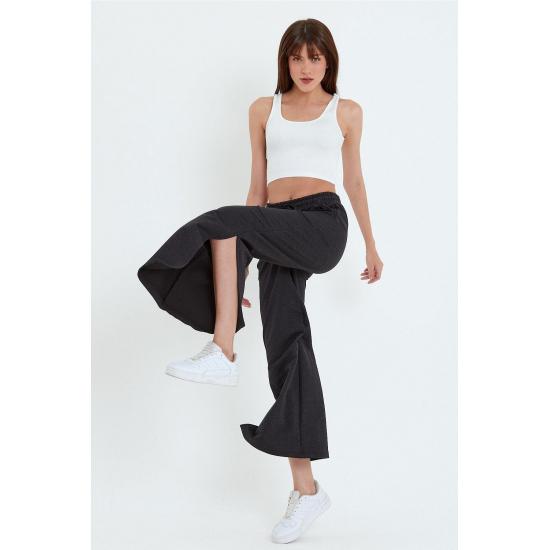 Women's Pocketed Slit Sweatpants Trousers