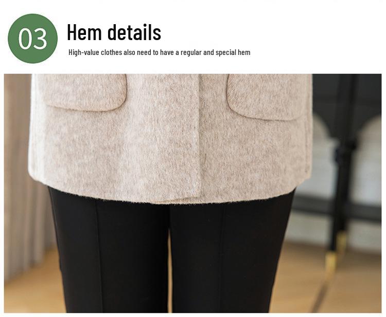 Mother's High-End Wool Coat for Middle-Aged & Elderly Women - Double-Sided, Mid-Length, Autumn/Winter Lapel Jacket