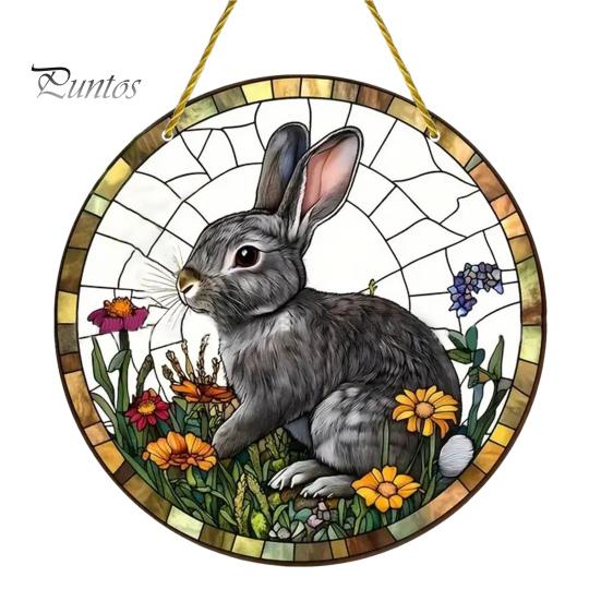 

Пасхальный кулон, подвесное украшение с шнурком, легко подвешивается, узор кролика, широкое применение, акриловый кулон на окно 15cm C