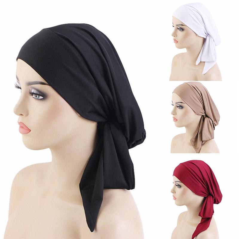 Eșarfe noi pentru cap Doamne Hijab Durags mătăsoase Eșarfă pentru cap pentru cancer Pânză de fund Eșarfă de cap Femei Turban pentru femei Turban XTJ02