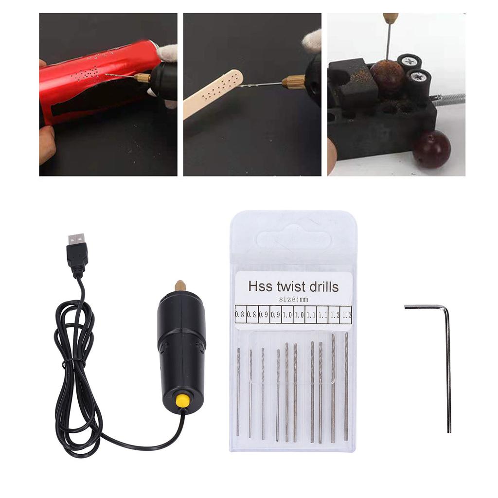 USB Mini Electric Drill High Speed Steel ABS Iron Micro Electric Handheld Drills for ResinWithout US Plug