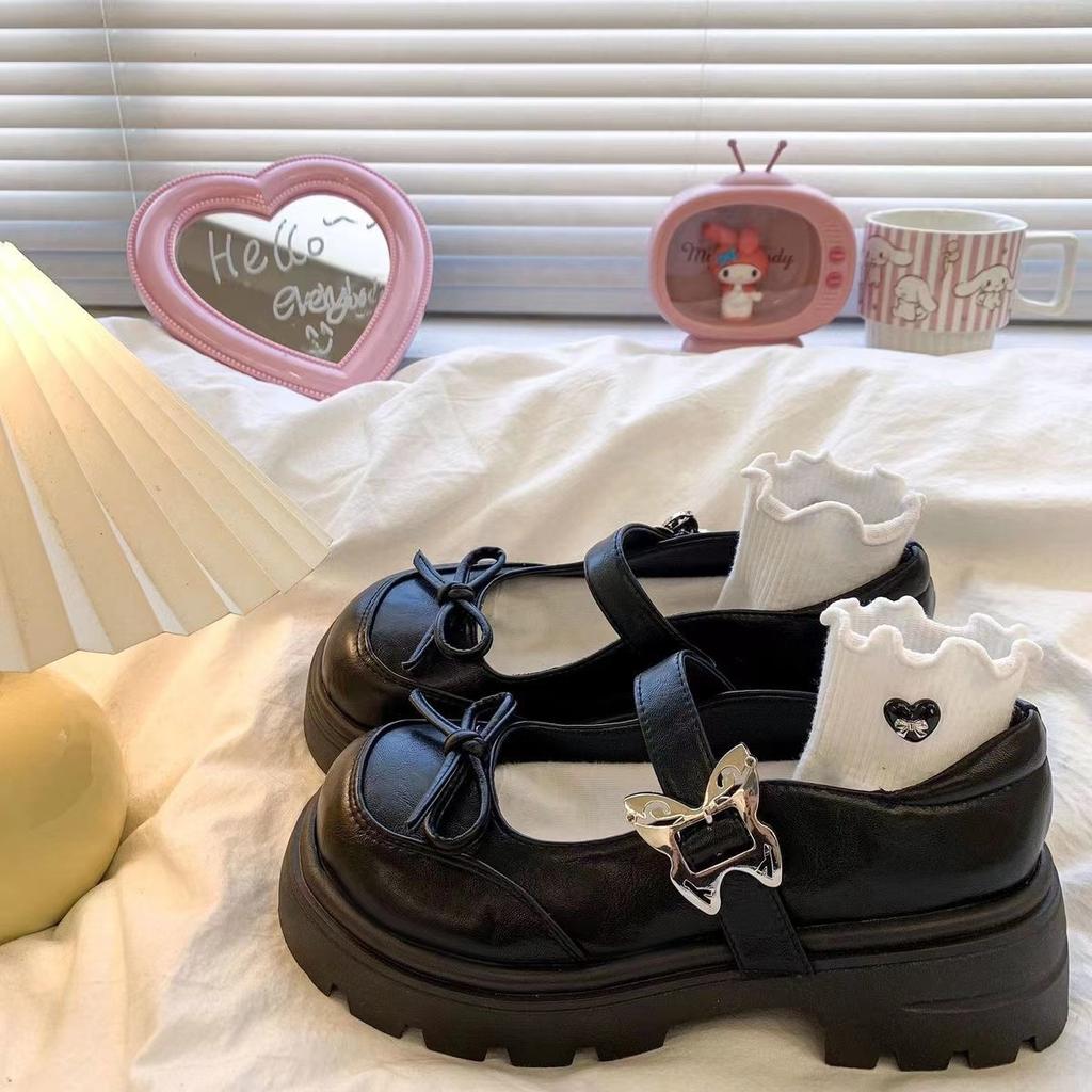 Fashion Bow-Knot Soft Shoes Woman Flats Oxfords Clogs Platform Butterfly Dress Leather Summer New Creepers Mary Janes Butterfly-knot
