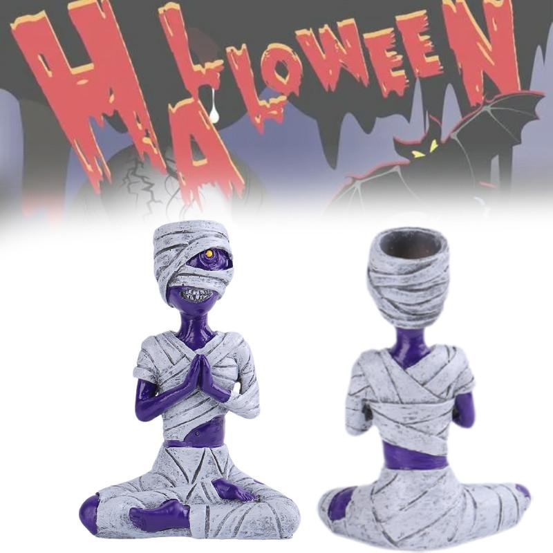 Striking Halloween Purple Mummy Ornament With Detailed Resin Skeleton For Eye-catching Decor