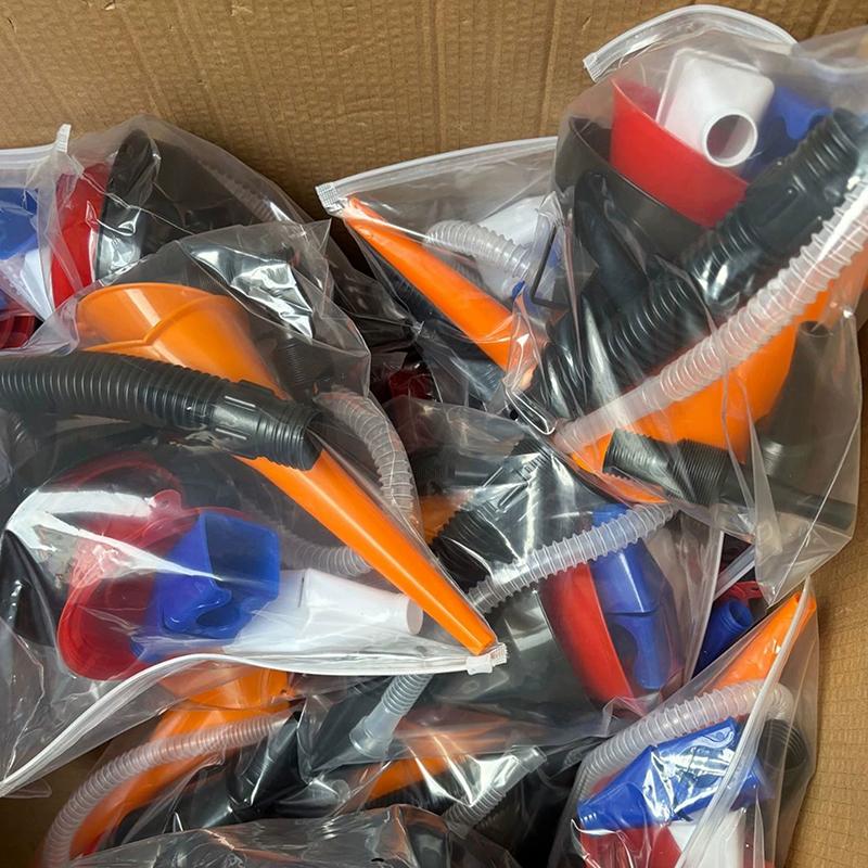 Automotive Plastic Funnel Set Wide Mouth Fuel And Oil Multi-Use Flexible Right Angle Funnels For Water Coolant And Engine Oil