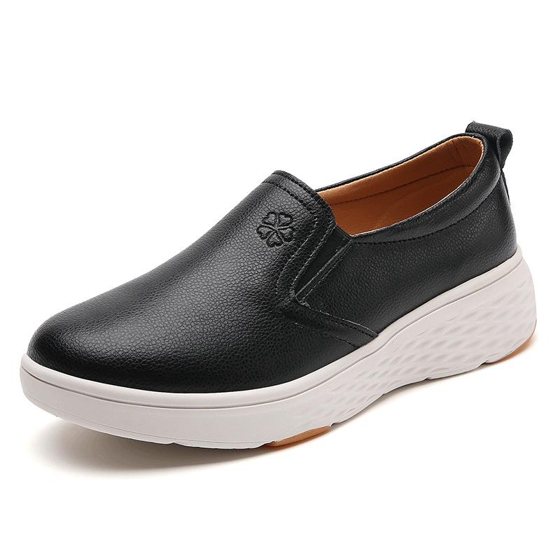 Slip-on Women Loafers PU Leather Waterproof Casual Shoes Non-slip Walking Shoes White Nurse Shoes
